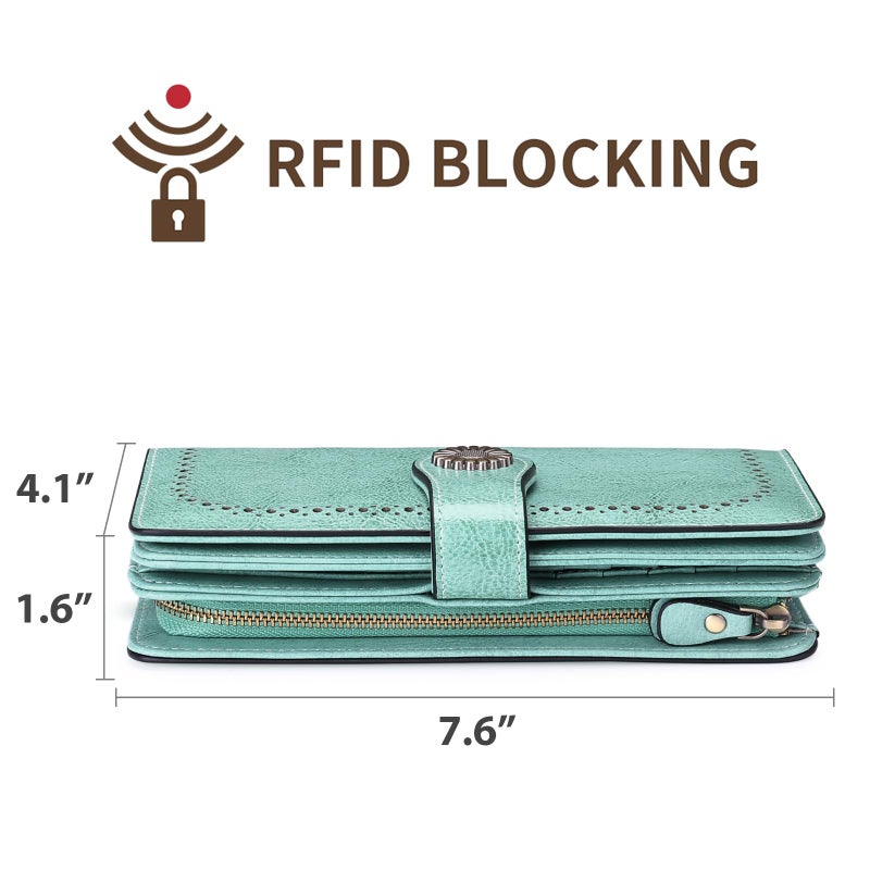 SENDEFN Wallets for Women Leather Credit Card Holder with RFID Blocking Large Capacity Wristlet - Image 3