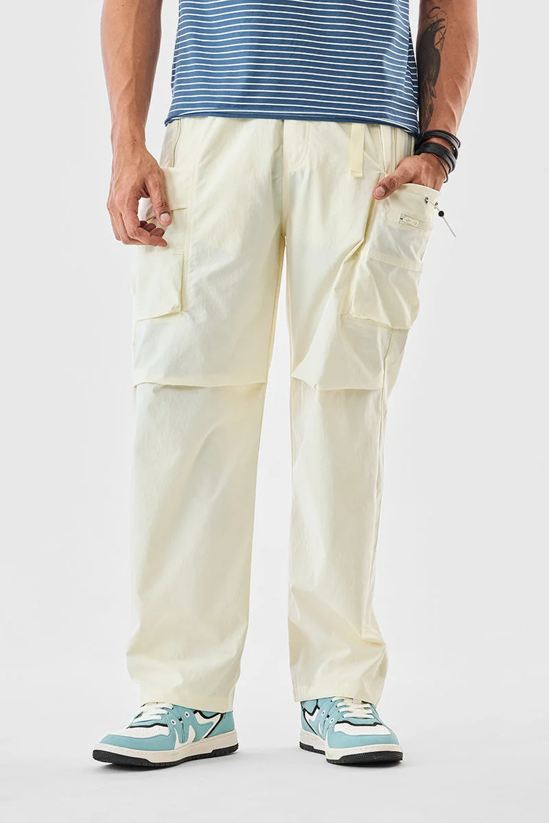 SNITCH بنطلون كارغو بقصة عادية بلون أوف وايت
