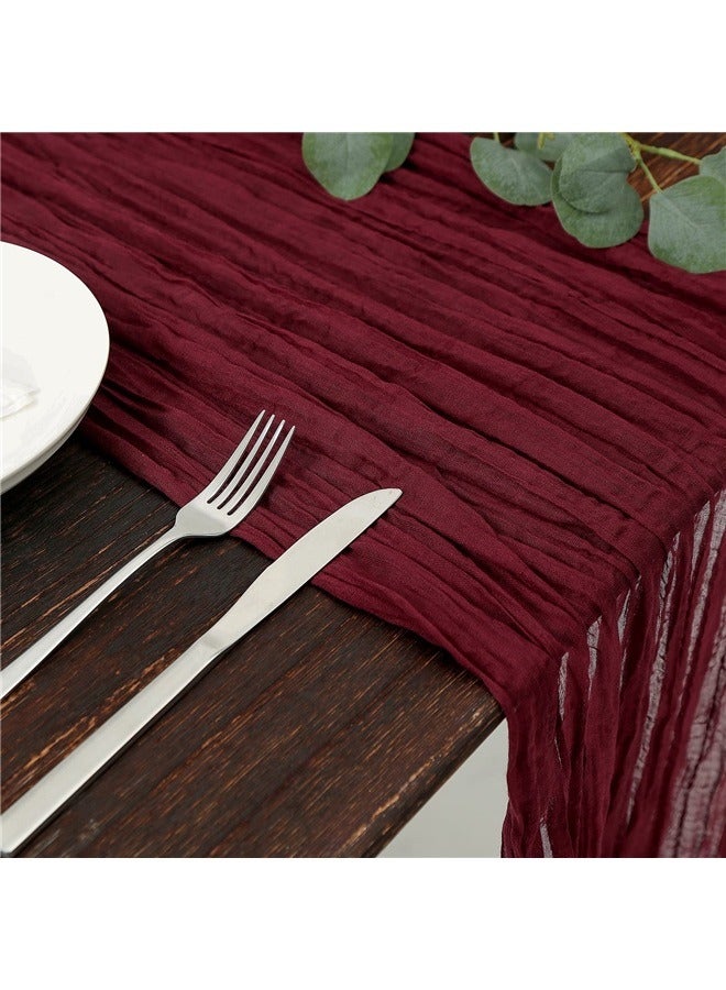 Mothers Day Table Runner Burgundy Cheesecloth Table Runner 4m Boho Gauze Cheese Cloth Runner Rustic Sheer Runner - Image 2