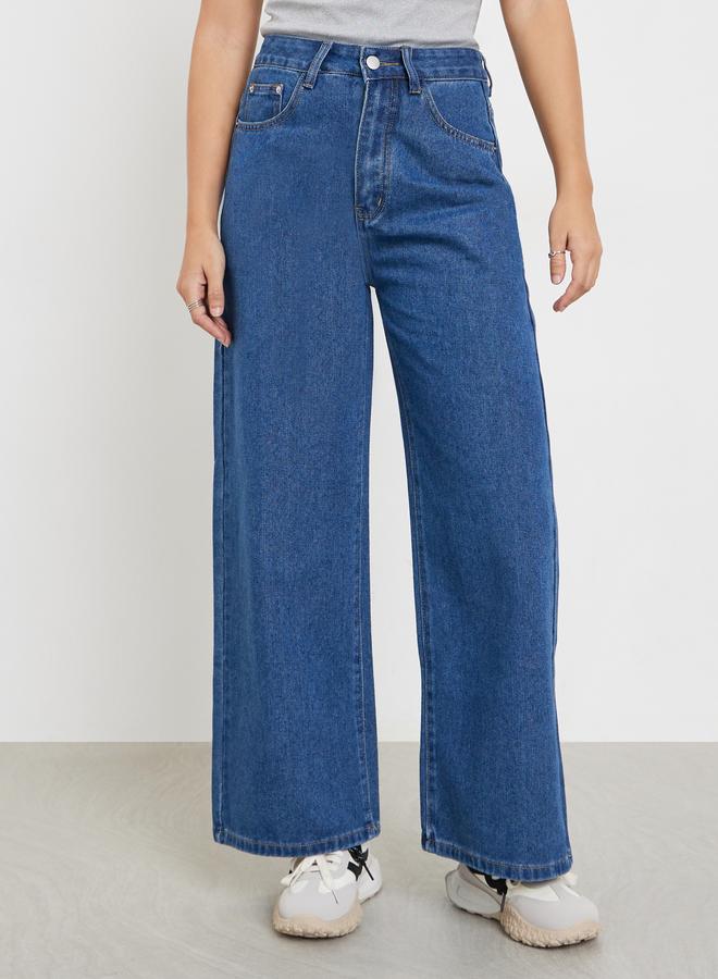 Styli High Rise Wide Leg Washed Jeans - Image 2