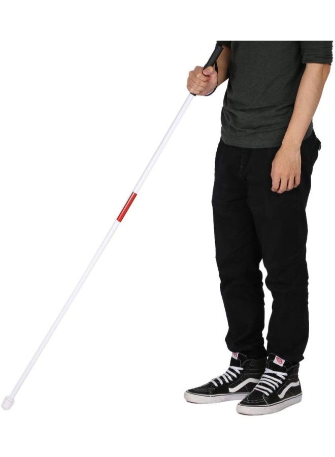 klarako Folding Blind Cane, 50 Aluminum Walking Stick with Red Reflective Tape, Rubber Handle and Wrist Strap - Image 5