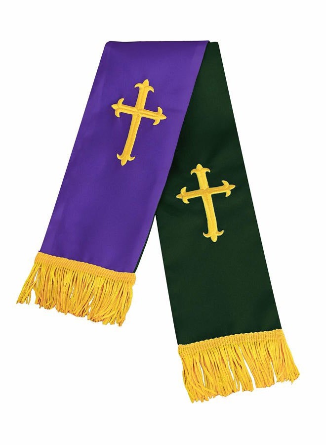 IvyRobes Unisex-adult's Reversible Clergy Mass Stole with Cross 90" Forest/Purple - Image 5