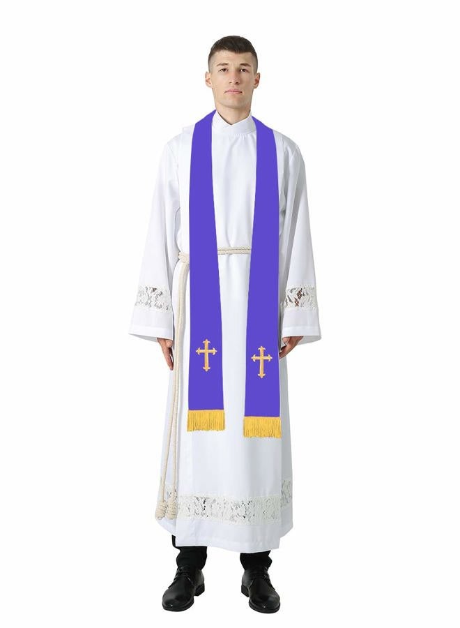 IvyRobes Unisex-adult's Reversible Clergy Mass Stole with Cross 90" Forest/Purple - Image 3