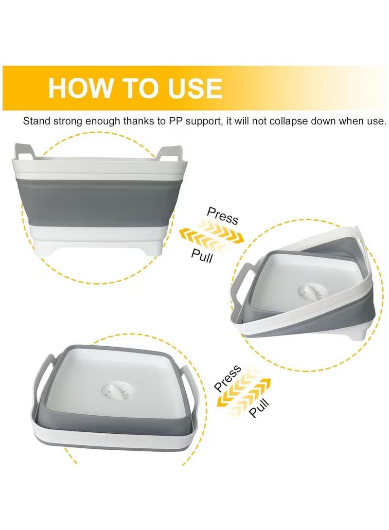 عربست حوض أطباق قابل للطي 9 لتر - حوض حوض قابل للطي حوض محمول متعدد الاستخدامات في الهواء الطلق حوض غسيل قابل للطي لحوض المطبخ حوض غسيل الأطباق للتخييم في عربة سكن متنقلة - Image 4