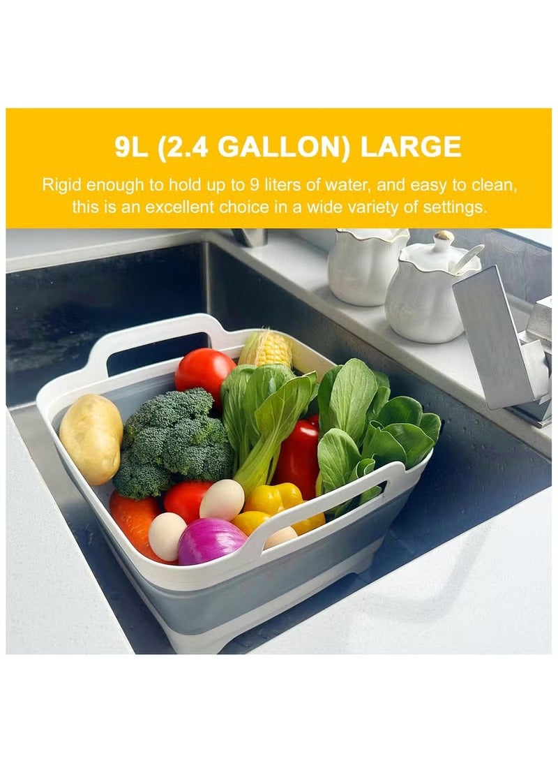عربست حوض أطباق قابل للطي 9 لتر - حوض حوض قابل للطي حوض محمول متعدد الاستخدامات في الهواء الطلق حوض غسيل قابل للطي لحوض المطبخ حوض غسيل الأطباق للتخييم في عربة سكن متنقلة - Image 5