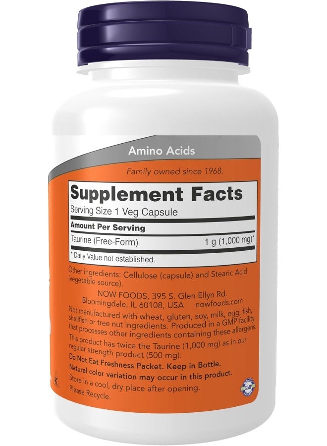 Now Foods, Taurine, Double Strength, 1,000 Mg, 100 Veg Capsules - Image 2