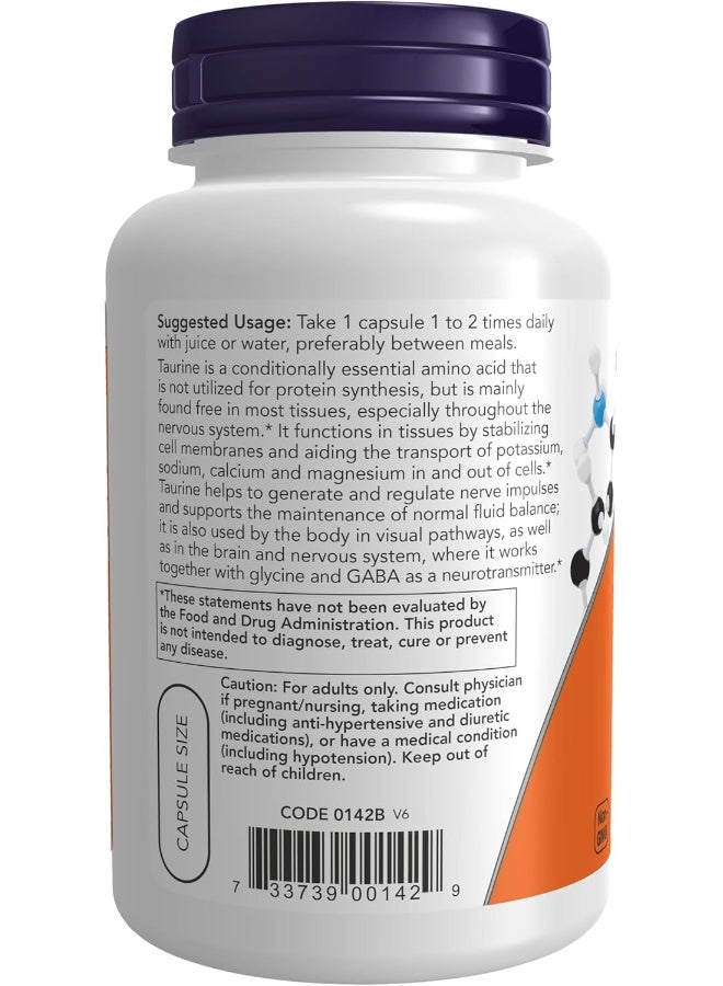 Now Foods, Taurine, Double Strength, 1,000 Mg, 100 Veg Capsules - Image 3