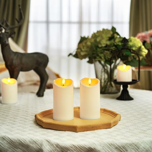 Homemory 6"x3" Outdoor Waterproof Flameless Candles, LED Candles, Battery Operated Candles with Remote and Timers, Electric Fake Plastic Pillar Candles, Ivory White, Set of 2 - Image 2