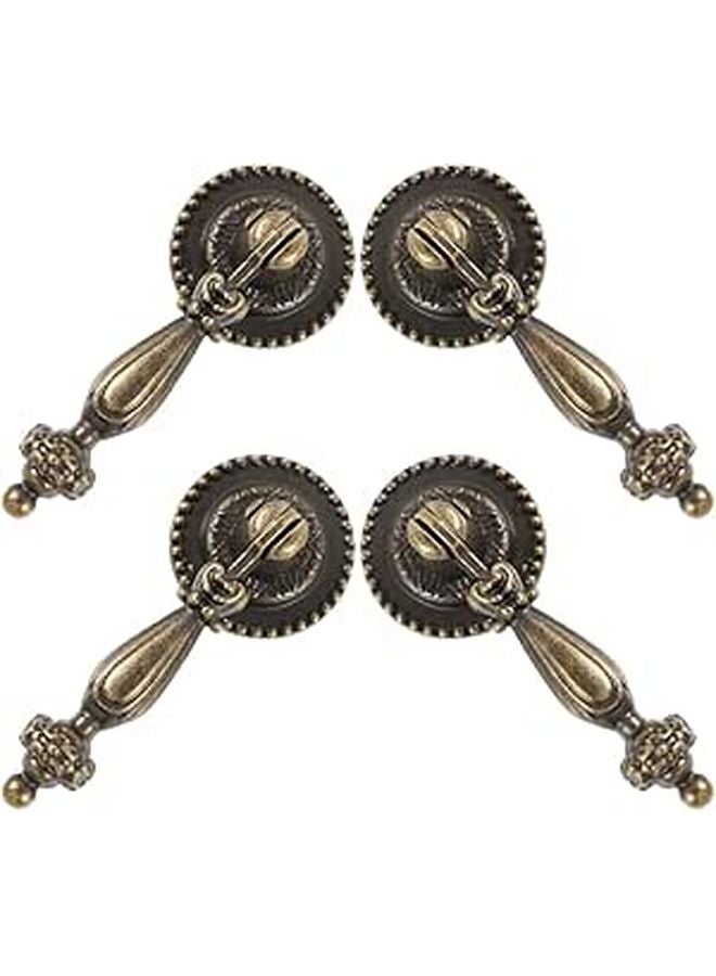 Antique Brass Cabinet Knobs 4PCS Zinc Alloy Single Hole Drawer Pulls For Furniture - Image 1