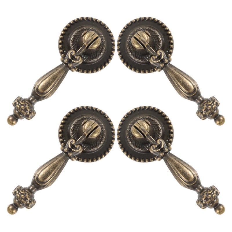 Antique Brass Cabinet Knobs 4PCS Zinc Alloy Single Hole Drawer Pulls For Furniture - Image 2