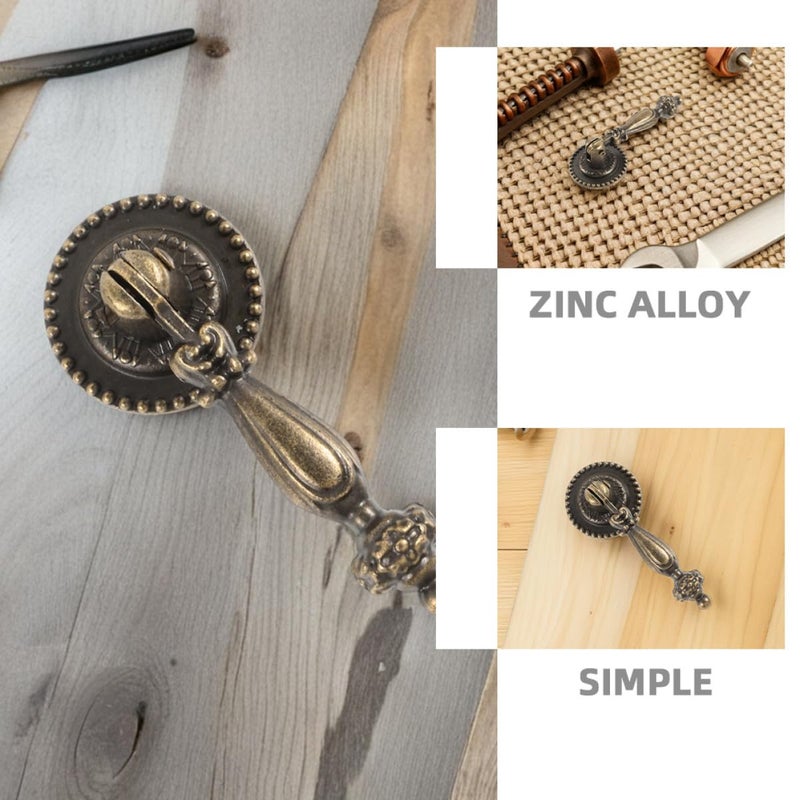 Antique Brass Cabinet Knobs 4PCS Zinc Alloy Single Hole Drawer Pulls For Furniture - Image 4
