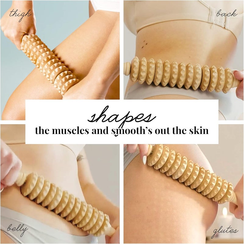 Tuuli Wooden Massage Roller for Waist and Thigh MultiFunctional Body Roller for Cellulite Reduction and Muscle Tension Natural Massager for Women and Men Straight - Image 5
