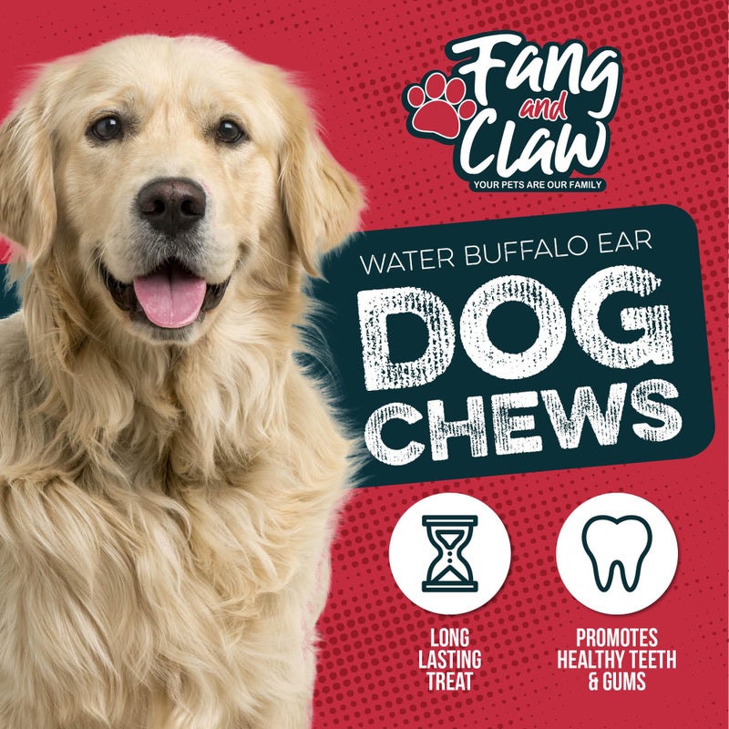Fang and Claw Fang & Claw Water Buffalo Ears for Dogs (50 Pack) - Free Range Grass Fed Low Calorie All Natural Dog Chews - Healthy Dental Chew Bone Alternative - No Rawhide Dog Chews - Long Lasting Natural Treats - Image 2