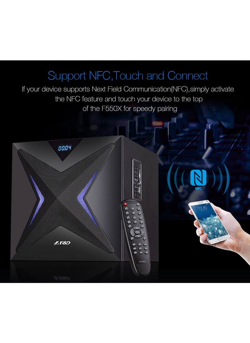 F&D - F&D F550X 60w 2.1 Computer Multimedia Speaker with Subwoofer, Supporting BT/AUX/USB/FM/Coaxial/NFC, sound effects. - Image 1
