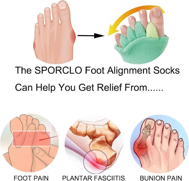 VAIDUE Foot Alignment Socks 5 Finger Toe Separator for Men & Women (Free Size | Black) Plantar Fasciitis Leg Foot Pain Relief Bunion Corrector Hallux Valgus, Orthopaedic socks for Office, Yoga, Gym - Image 4