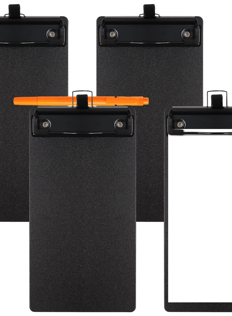 Excefore مجموعة من 4 لوحات بلاستيكية صغيرة مع حامل قلم، لوحات جيب صغيرة سوداء مقاس 4.17 × 8 بوصة، مجموعة لوحات جيب لطيفة بحجم A6 لدفاتر الملاحظات والقوائم والمزيد - Image 1