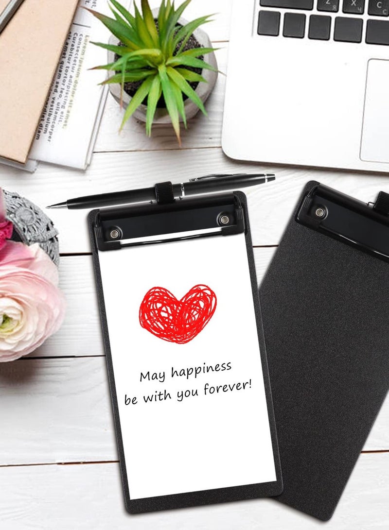 Excefore مجموعة من 4 لوحات بلاستيكية صغيرة مع حامل قلم، لوحات جيب صغيرة سوداء مقاس 4.17 × 8 بوصة، مجموعة لوحات جيب لطيفة بحجم A6 لدفاتر الملاحظات والقوائم والمزيد - Image 5