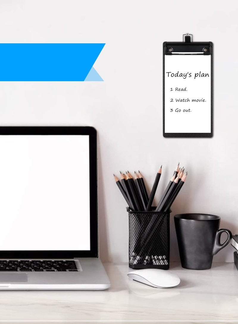 Excefore مجموعة من 4 لوحات بلاستيكية صغيرة مع حامل قلم، لوحات جيب صغيرة سوداء مقاس 4.17 × 8 بوصة، مجموعة لوحات جيب لطيفة بحجم A6 لدفاتر الملاحظات والقوائم والمزيد - Image 4