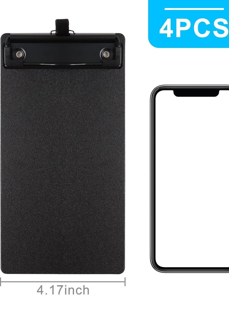 Excefore مجموعة من 4 لوحات بلاستيكية صغيرة مع حامل قلم، لوحات جيب صغيرة سوداء مقاس 4.17 × 8 بوصة، مجموعة لوحات جيب لطيفة بحجم A6 لدفاتر الملاحظات والقوائم والمزيد - Image 2