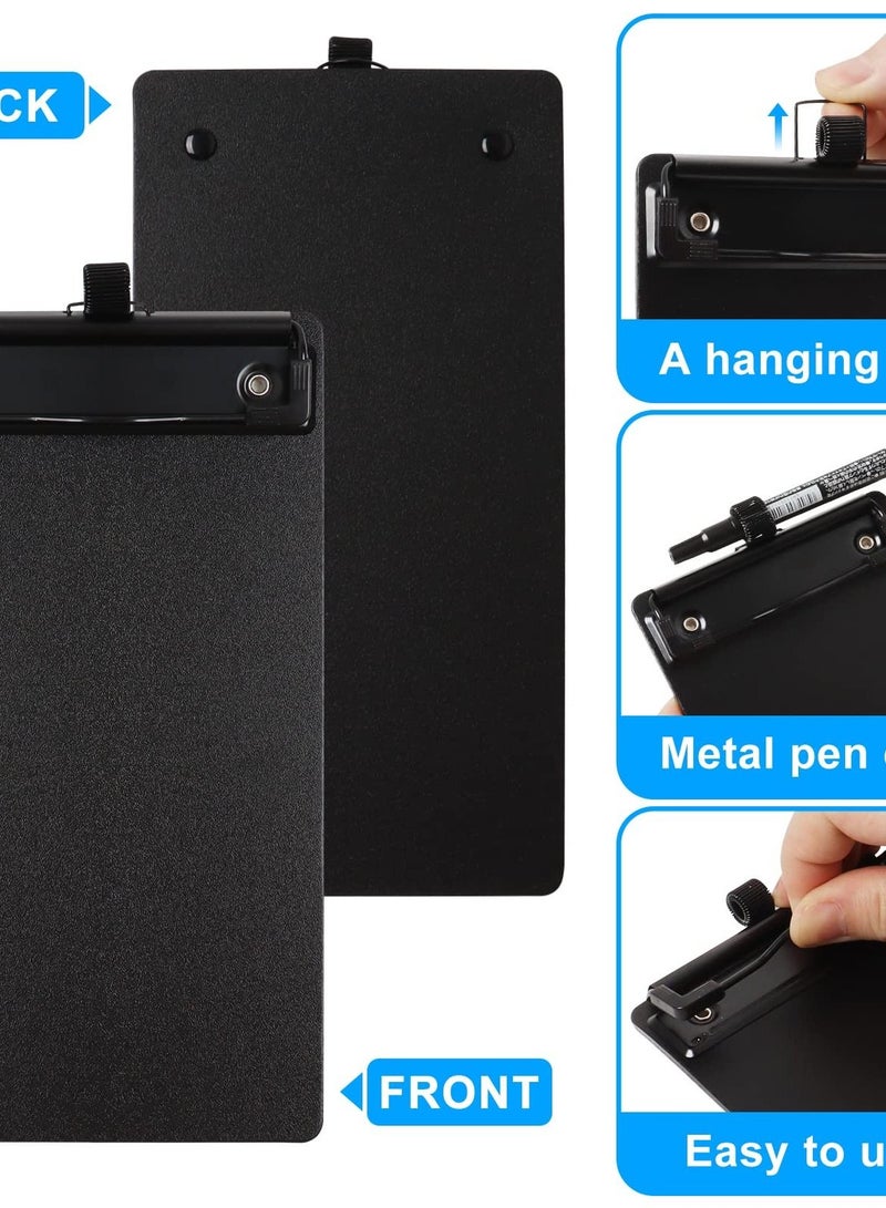 Excefore مجموعة من 4 لوحات بلاستيكية صغيرة مع حامل قلم، لوحات جيب صغيرة سوداء مقاس 4.17 × 8 بوصة، مجموعة لوحات جيب لطيفة بحجم A6 لدفاتر الملاحظات والقوائم والمزيد - Image 3