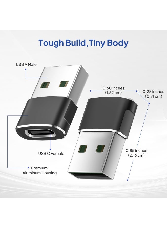 USB to USB C Adapter 4 Pack,USBC Female to A Male Car Charger,Type C Converter Adaptor for MacBook Pro 2018/2017 Note20 Laptops Chargers Multicolour iPhone 16 16e Pro Max,15 14 13 12 11 Plus,Apple Watch iWatch 10 9 8,iPad Air,Samsung Galaxy S25 17 3- Black - Image 4