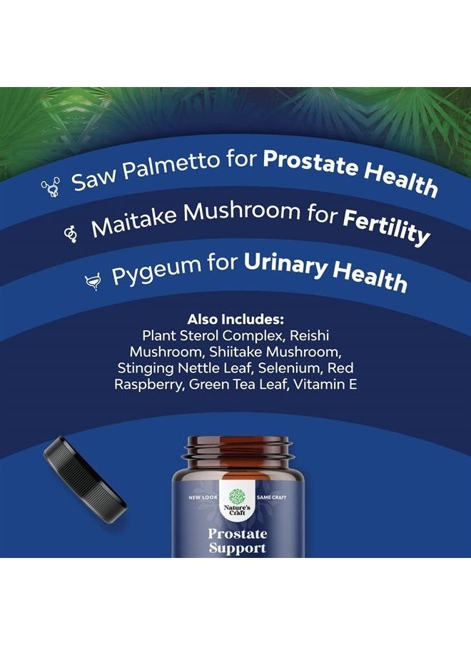 Natures Craft - Herbal Prostate Health Supplements for Men - Advanced Prostate Supplements for Men with Beta Sitosterol Selenium Pygeum and Saw Palmetto for Men Prostate Support and Frequent Urination - 90 Capsules - Image 1