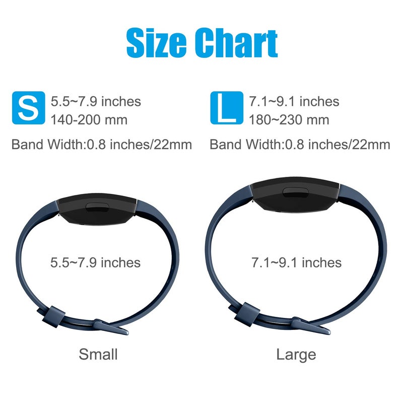 AK حزمة 3 أشرطة TPU ناعمة متوافقة مع Fitbit Inspire 2 / HR / Ace 2 - أحزمة رياضية مقاومة للماء (ذهبي وردي / فضي / أزرق بحري، صغير) - Image 5