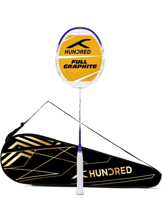 هندرد Powertek 1000 Pro Graphite Strung Badminton Racket With Full Racket Cover For Intermediate Players