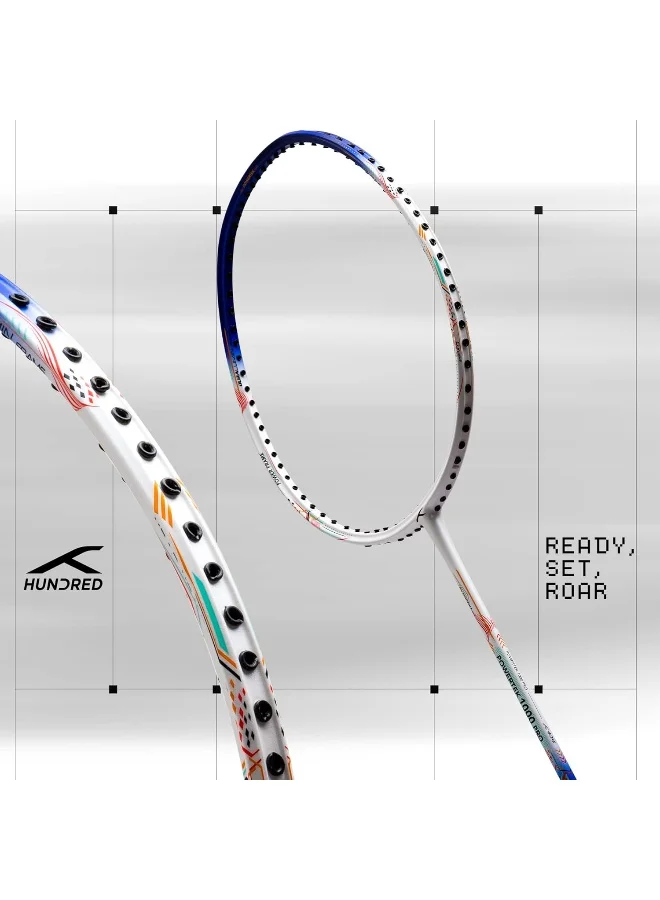 هندرد Powertek 1000 Pro Graphite Strung Badminton Racket With Full Racket Cover For Intermediate Players
