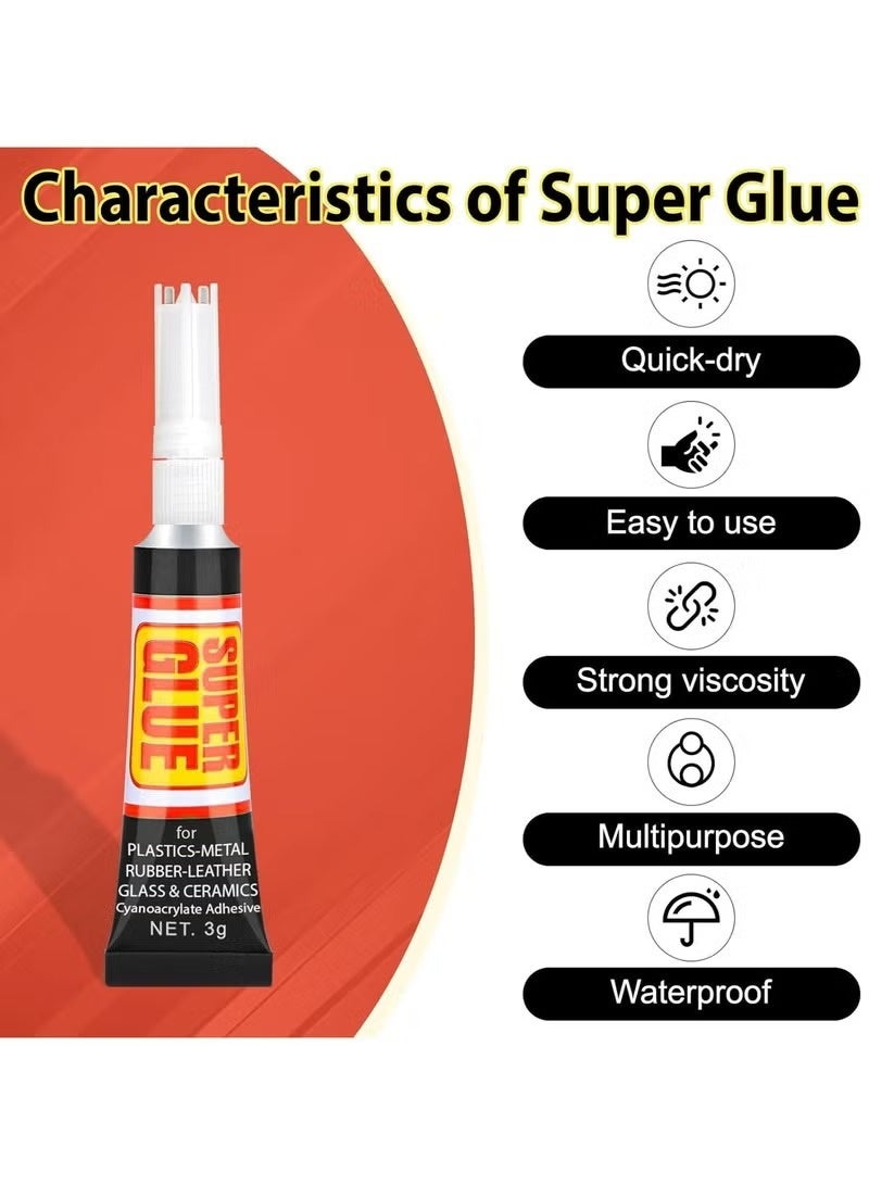 Super Glue Extra Strong – 12 Pack (3g Each) | Fast-Drying Instant Adhesive | Multi-Surface Bond for Plastic, Metal, Glass, Ceramic, Wood & DIY Repairs - Image 2