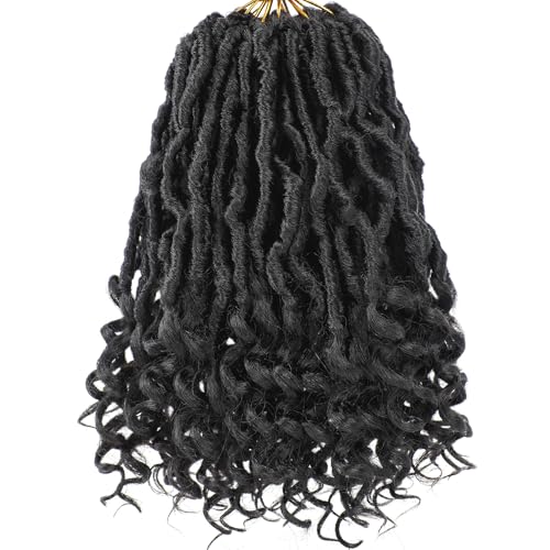 Xtrend 10 Inch New Faux Locs Crochet Hair With Curly Ends 7 Packs Prelooped Goddess Locs Crochet Hair Bohemian Natural Black Soft Locs Crochet Hair Extensions for Women 12Strandspack 1B - Image 1