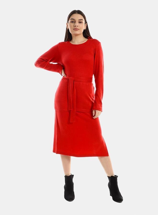 kady Jamila Women Set Side Slits Skirt With Round Top, ,red-XXL - Image 1