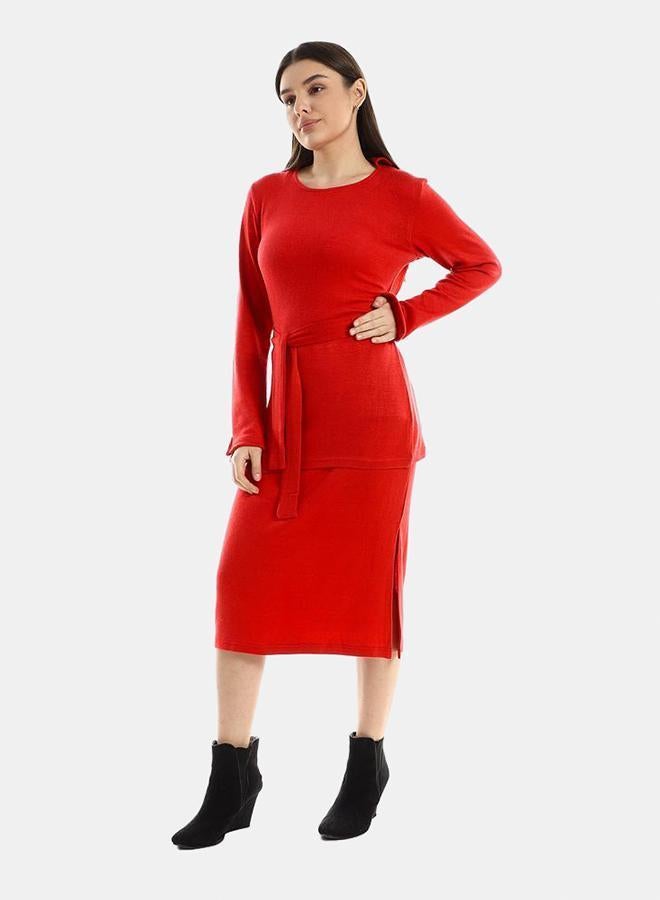 kady Jamila Women Set Side Slits Skirt With Round Top, ,red-XXL - Image 4