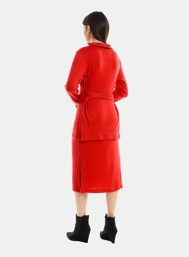 kady Jamila Women Set Side Slits Skirt With Round Top, ,red-XXL - Image 3