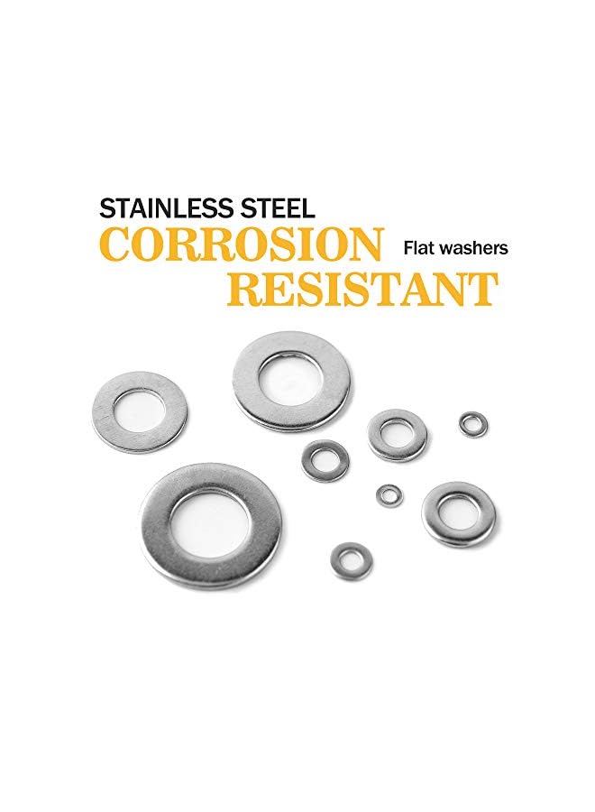 PROMASS 304 Stainless Steel Flat Washers Assortment Washers Hardware Set 684pieces -9Sizes M2 M2.5 M3 M4 M5 M6 M8 M10 M12 - Image 3