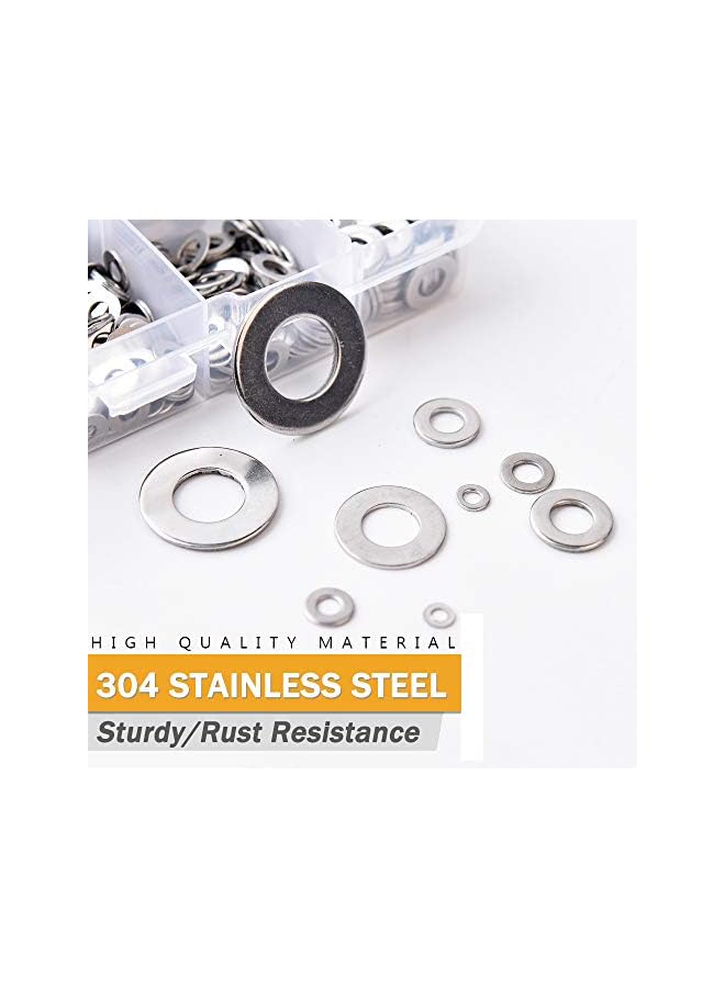 PROMASS 304 Stainless Steel Flat Washers Assortment Washers Hardware Set 684pieces -9Sizes M2 M2.5 M3 M4 M5 M6 M8 M10 M12 - Image 5