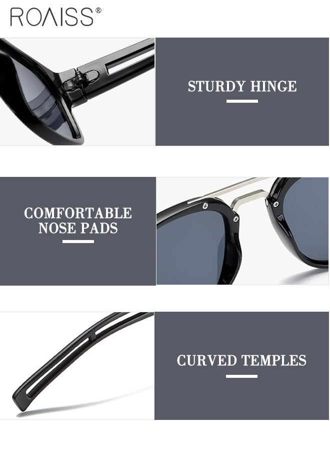 رويس نظارات شمسية مربعة الشكل للرجال، مستقطبة، حماية من الأشعة فوق البنفسجية 400، نظارات شمسية أنيقة مضادة للتوهج للقيادة والسفر والصيد مع حافظة 58 مم (أسود) - Image 5