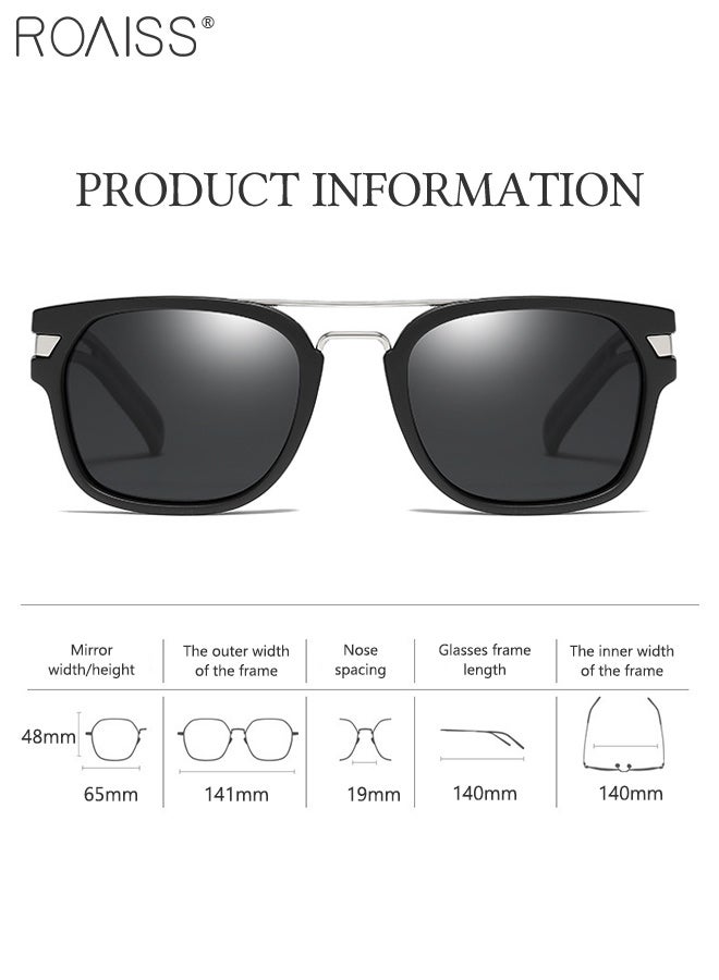 رويس نظارات شمسية مربعة الشكل للرجال، مستقطبة، حماية من الأشعة فوق البنفسجية 400، نظارات شمسية أنيقة مضادة للتوهج للقيادة والسفر والصيد مع حافظة 58 مم (أسود) - Image 4