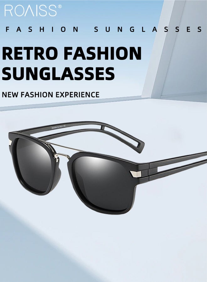 رويس نظارات شمسية مربعة الشكل للرجال، مستقطبة، حماية من الأشعة فوق البنفسجية 400، نظارات شمسية أنيقة مضادة للتوهج للقيادة والسفر والصيد مع حافظة 58 مم (أسود) - Image 3