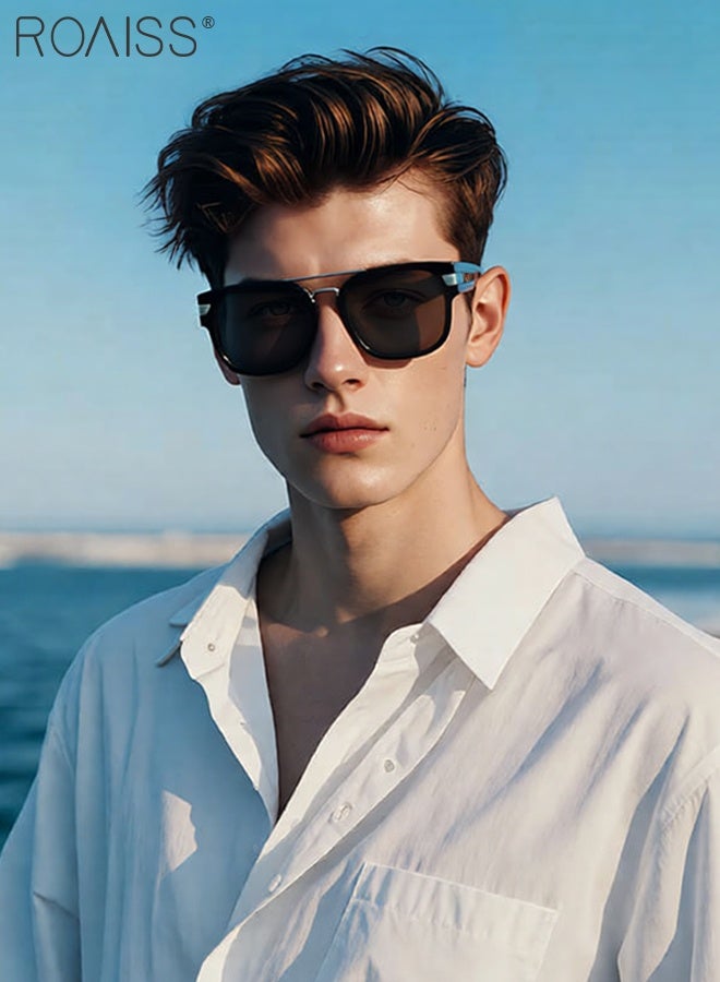 رويس نظارات شمسية مربعة الشكل للرجال، مستقطبة، حماية من الأشعة فوق البنفسجية 400، نظارات شمسية أنيقة مضادة للتوهج للقيادة والسفر والصيد مع حافظة 58 مم (أسود) - Image 2