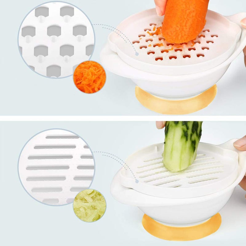 Matyz Versatile Baby Food Maker Set - Toddler Food Mills with Mash Bowl, Hand Masher, Citrus Juicer, Grater - Making Homemade Baby Food - Fruits and Vegetables Masher - No BPA (Yellow) - Image 5