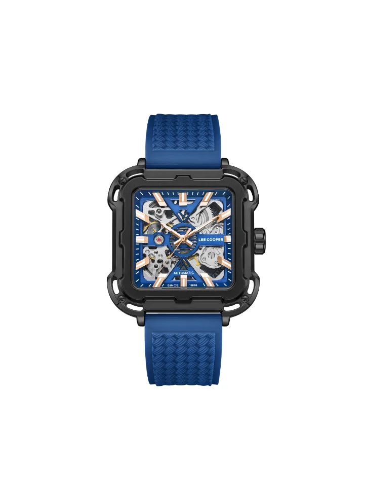 Lee Cooper Men's Automatic Display Watch With Dark Blue Silicone Strap - LC08072.099