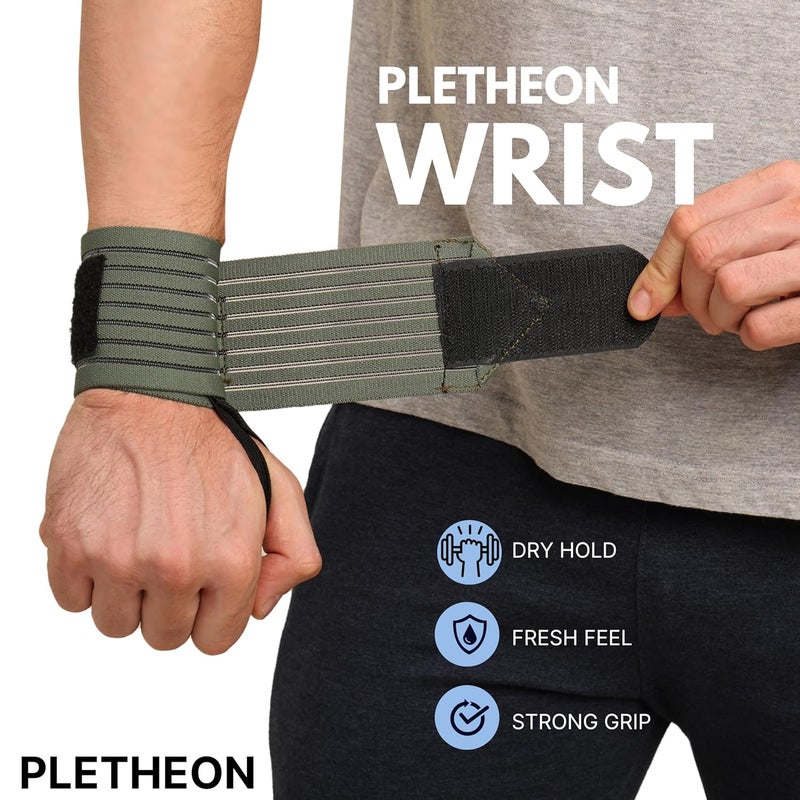 PLETHEON دعامة معصم للصالات الرياضية، التمارين ورفع الأثقال | حزام معصم قابل للتعديل للرجال والنساء | تخفيف الألم واستقرار المعصم لللياقة البدنية والرياضة (أخضر مهوي) - Image 4