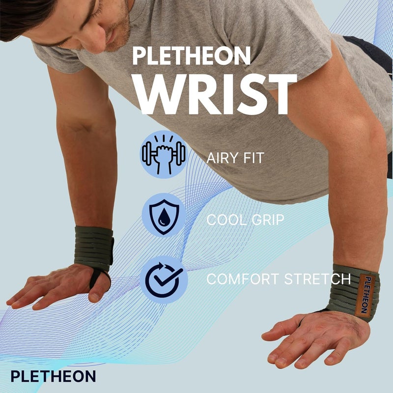 PLETHEON دعامة معصم للصالات الرياضية، التمارين ورفع الأثقال | حزام معصم قابل للتعديل للرجال والنساء | تخفيف الألم واستقرار المعصم لللياقة البدنية والرياضة (أخضر مهوي) - Image 5