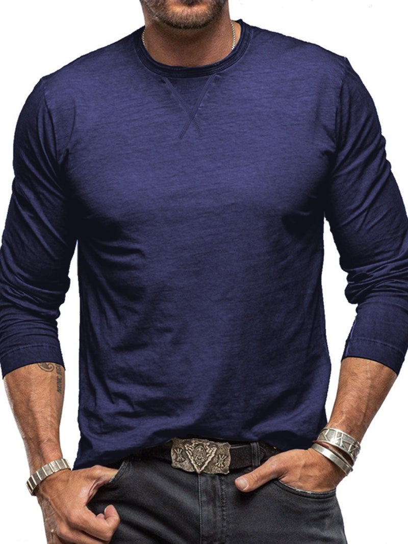 Men's Long Sleeve Round Neck Casual Top T-Shirt - Image 5