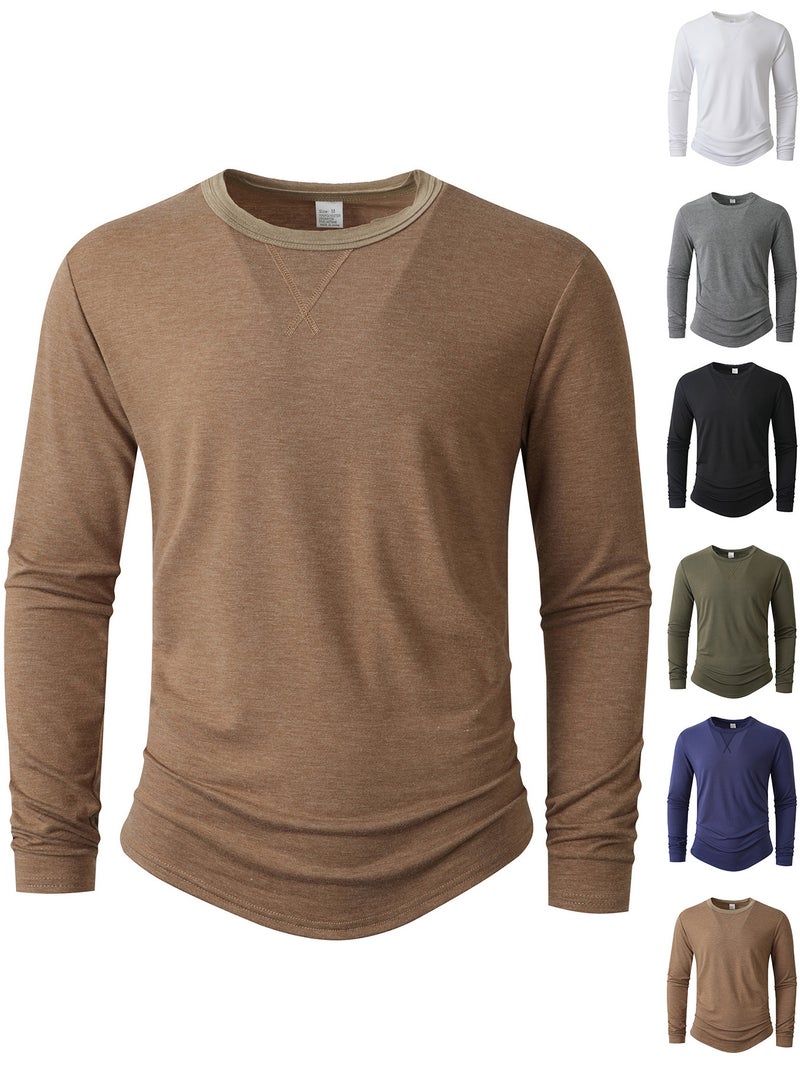 Men's Long Sleeve Round Neck Casual Top T-Shirt - Image 1