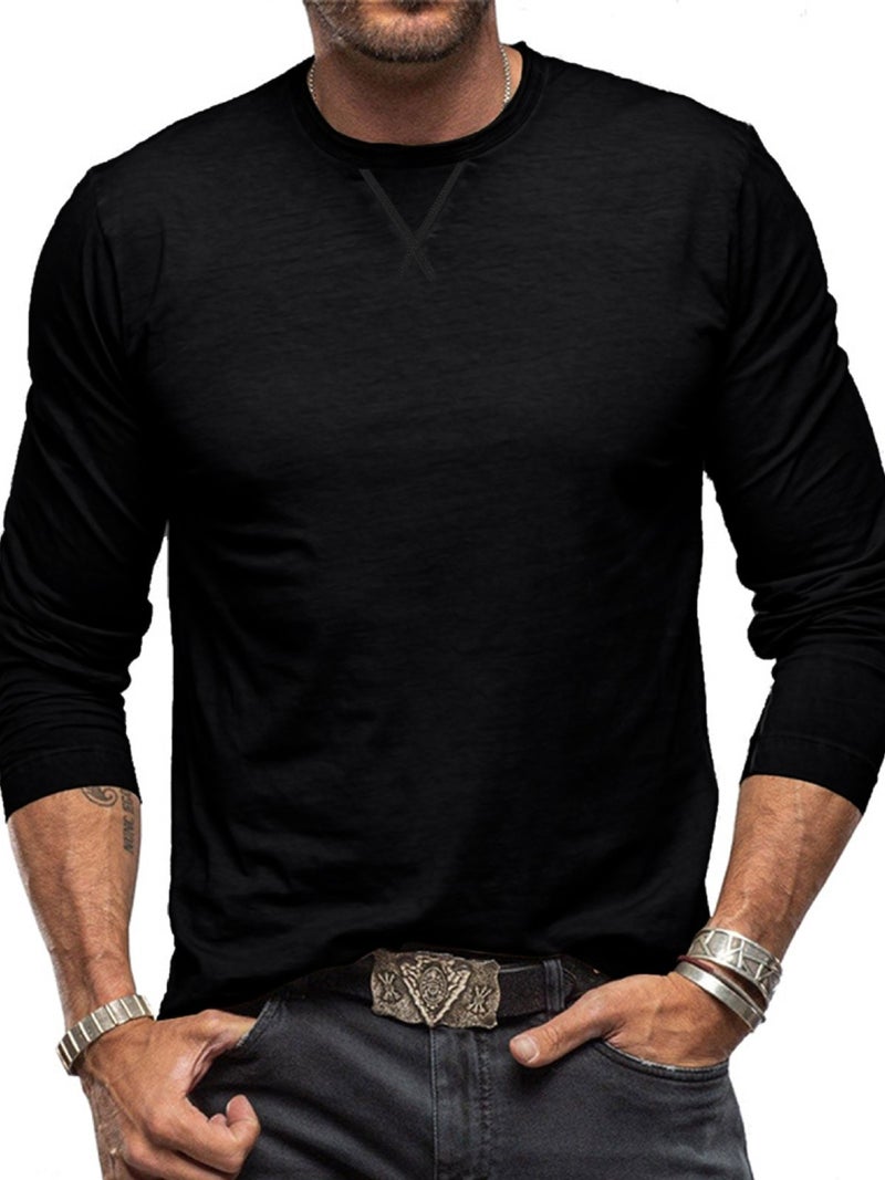Men's Long Sleeve Round Neck Casual Top T-Shirt - Image 2