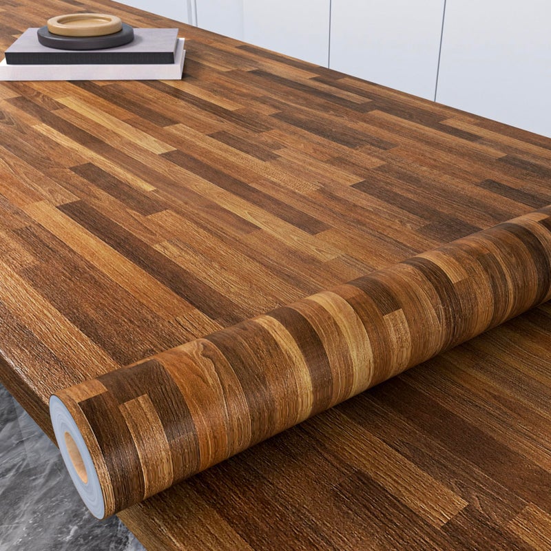 Decotalk Butcher Block Contact Paper Wood Contact Paper 17.7x120 Inch Dark Wood Contact Paper for Countertops Dark Brown Butcher Block Contact Paper Wood Peel and Stick Wallpaper Woods Vinyl Wrap - Image 1