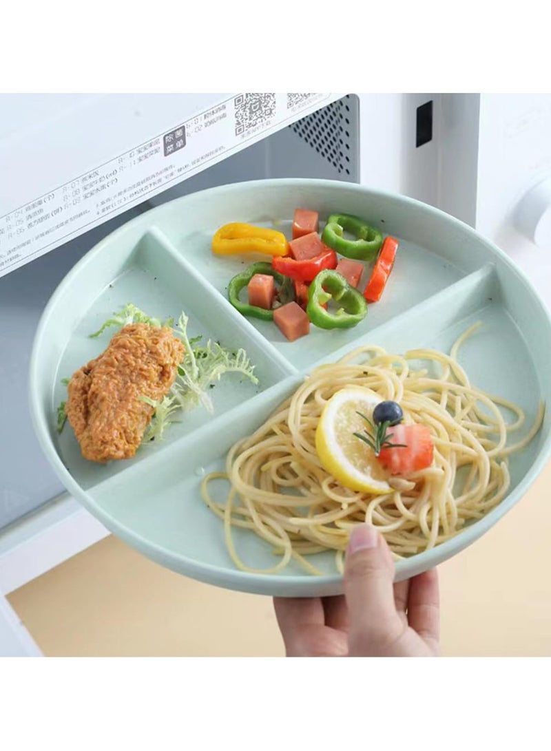 GNAFOTU 9" Unbreakable Divided Plates Set of 5, Wheat Straw Plate Reusable Dinnerware Portion Control Plate, Round Bariatric Plastic Plate for Kids Adults, BPA-free, Dishwasher Safe  - Image 2