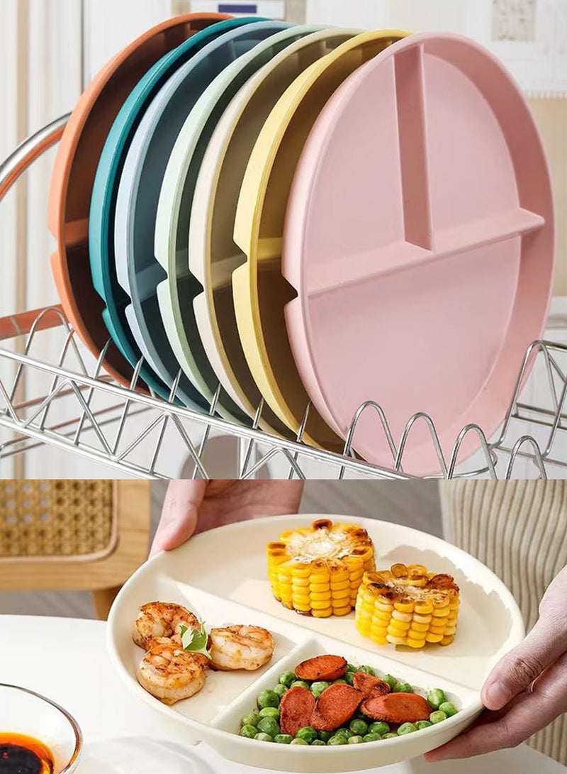 GNAFOTU 9" Unbreakable Divided Plates Set of 5, Wheat Straw Plate Reusable Dinnerware Portion Control Plate, Round Bariatric Plastic Plate for Kids Adults, BPA-free, Dishwasher Safe  - Image 4